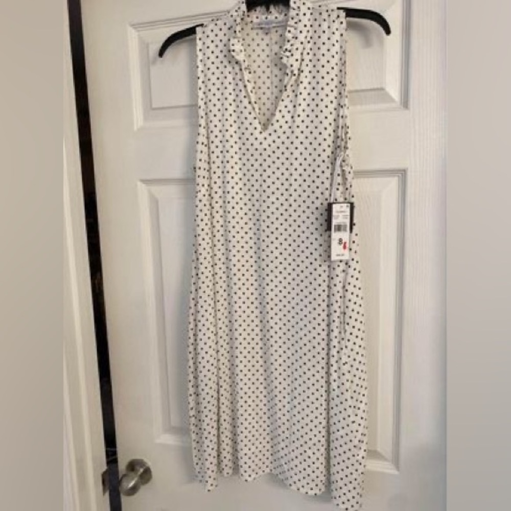 Cream midi dress with black polka dots classic!